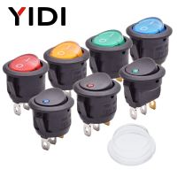 10PCS 20mm ON OFF KCD1-101 Round Rocker Switch 2 3 Pin Half Round SPST 12V 220V Red Green Blue Yellow Black Light Illuminated