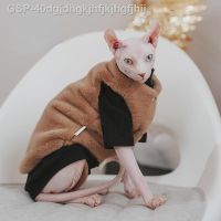 ✵ แมวไม่มีขนสัตว์เลี้ยงและเสื้อกั๊กสีดำผ้าฝ้ายหนาอบอุ่นและลูกแมว Sphynx