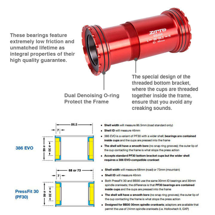 ztto-bb386แบริ่งเซรามิกกดพอดีวงเล็บด้านล่าง30มิลลิเมตรแกนสำหรับ-mtb-จักรยานถนน46มิลลิเมตรกรอบความทนทานกระทู้ล็อค-bb-30ข้อเหวี่ยง