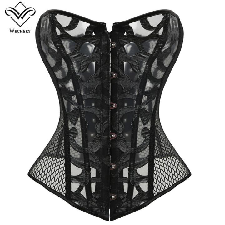 Shunaichi Corset Corselet Sexy Lace Lingerie Women Hollow Out Corsages Overbust Black Tops