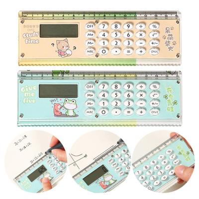 Portable  Excellent Small Handheld 8 Digits Angle Ruler Calculator Stationery Card Ruler Interesting   for Study Calculators