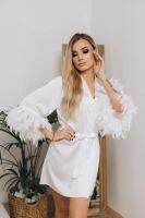 Feather Robe Bridesmaid Robes Bridal Gowns Feather Wedding Day Kimono Dressing Gown Bridal Lingerie Short Sleeve Womens Kimonos