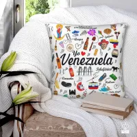 Venezuelan Pride Square Pillowcase Polyester Velvet Printed Zip Home Decor Pillow Case Car Cushion Case Christmas Gift Bedroom