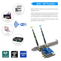 EDUP 1200Mbps PCIe Wireless WiFi ADAPTER Dual Band 2.4GHz 5.8GHz PCI Express การ์ดเครือข่าย8020 Oh 11ac BLUETOOTH 4.2สำหรับ Win7 10 11