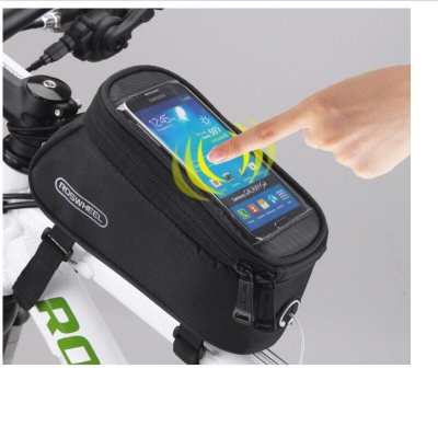 ROSWHEEL กระเป๋าพาดเฟรมจักรยานใส่โทรศัพท์สมาร์ทโฟน ขนาดหน้าจอ 5.7  (สีดำ)