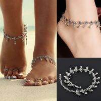 Huitan Simple Drop Ball Hollow Out Flower Design Anklets for Women Vintage Ethnic Style Elegant Female Anklet Jewelry Beach Wear