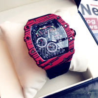 Statham Multi-Function Trendy Mens Watch Richard Wine Barrel Personality Chronograph Trend Miller Net Red Mens Watch Multi-function Movement Fashion Dial Environmental Silicone Strap