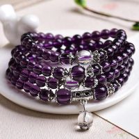 Natural Purple Crystal Amethysts Bracelet 6mm Beads Necklace Yoga Mala Stone Bracelet for Women 12 Zodiac Energy Jewelry