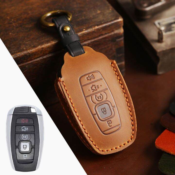 luxury-genuine-leather-key-fob-cover-case-car-accessories-for-lincoln-navigator-adventurer-aviator-keychain-keyring-shell-holder