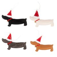 4Pcs Christmas Ornaments Xmas Gift Dachshund Decoration Doll Pendant Hang Decorations for Home