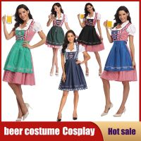 Lady Oktoberfest Costume Traditional Germany Pink Plaid Dress Bavarian National Beer Party Halloween Fancy Clubwear Cosplay