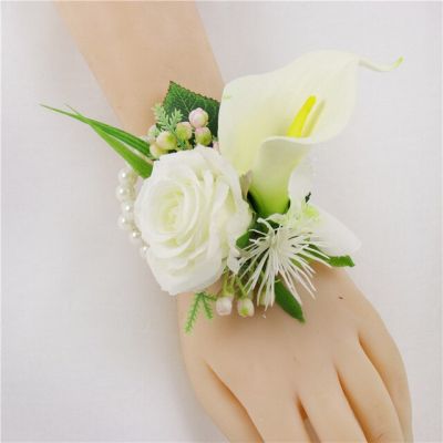 YO CHO เสื้อยกทรงรัดข้อมือเจ้าสาวในดอกไม้ผ้าไหมประดิษฐ์เจ้าบ่าวดอกไม้สำหรับงานปาร์ตี้ชุด Boutonniere ตกแต่งงานแต่งงาน