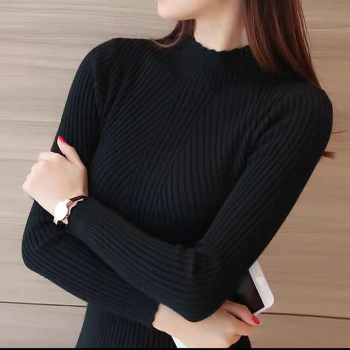 เสื้อสเวตเตอร์ถักสำหรับผู้หญิงเสื้อเบลเซอร์คอเสื้อแบบมีสายรัดแขนยาวถักสำหรับเสื้อกันหนาวสตรีฤดูหนาว