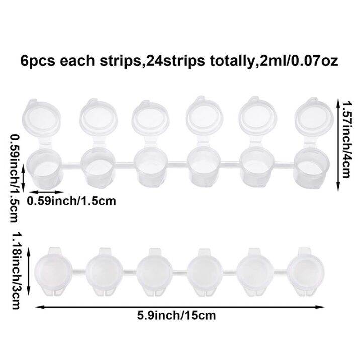48-strips-2ml-empty-paint-strips-paint-cup-pots-clear-storage-containers-painting-arts-crafts-supplies-144-pots-in-total