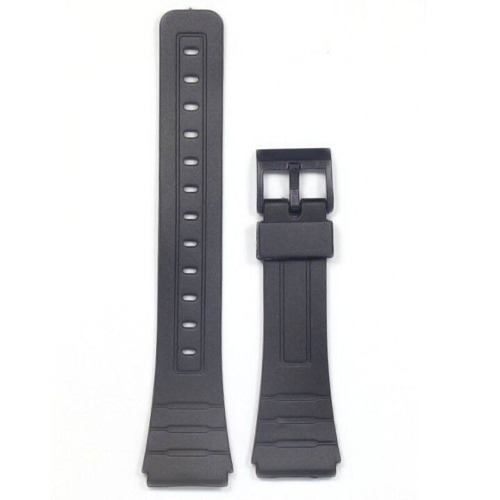 Watch Band Replacement Strap For Casio F 91w 18mm Black Resin Plastic Wrist Watchstrap With Pins 0695