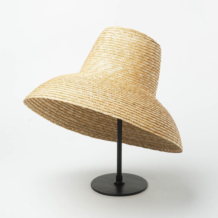 New Popular Lamp Shape Sun Hat for Women Big Wide Brim Summer Beach Hat Ladies High Top Straw Hat UV Protection Derby Travel Hat
