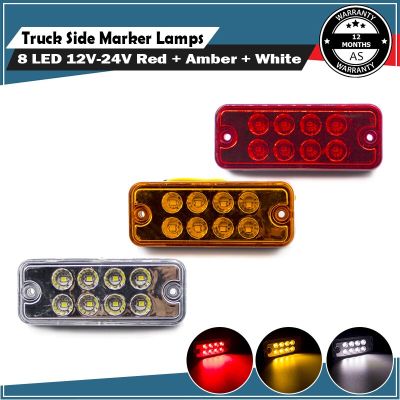 【CW】12V 24V 8 LED Side Marker Light Signal Lamp Tail Light Clearance Indicator Truck Trailer Lorry Caravan Bus Waterproof
