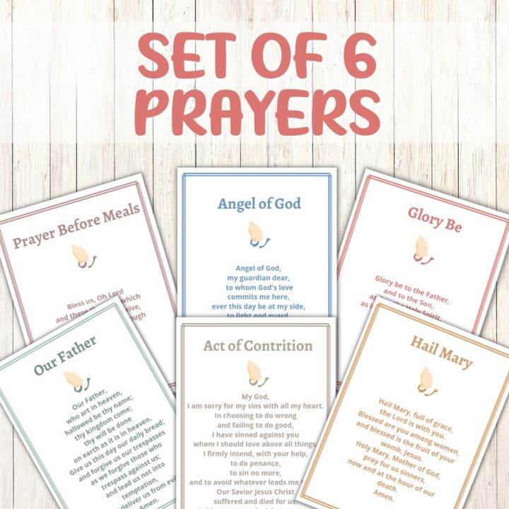 A5 6 pcs set Laminated Children's Prayer | Kids educational chart ...