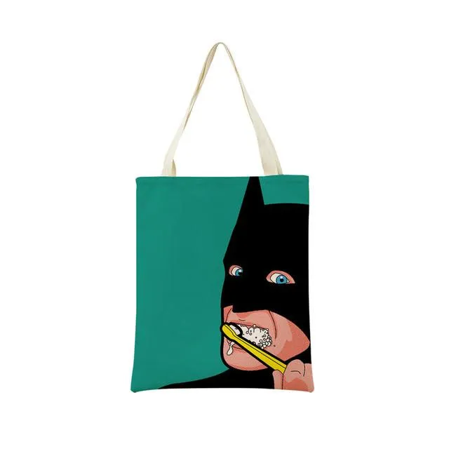 funny-popart-super-hero-double-sided-print-eco-market-linen-shopping-bag-women-foldable-handbag-portable-convenient-storage-tote