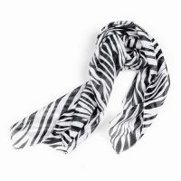 Black White Chiffon Zebra Strips Striped Women Shawl Scarves Wrap Pashmina Gift