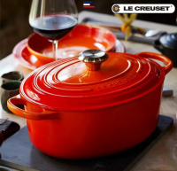 Le Creuset กระทะเหล็กหล่อฝรั่งเศส กระทะรูปไข่ 31 ซม. สุขภาพ หม้อสตูว์ฝรั่งเศส กระทะเหล็กหล่อขนาดใหญ่หม้อตุ๋นฝรั่งเศส