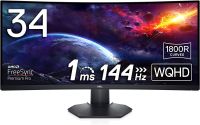 Dell S3422DWG 34 inch WQHD (3440x1440) 21:9 1800R Curved Gaming Monitor, 144Hz, VA, 2ms, AMD FreeSync Premium Pro, HDR 400, DisplayPort, 2x HDMI, 5x USB, 3 Year Warranty