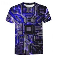 2023 NewCircuit Board 3D พิมพ์ TShirt ผู้ชายผู้หญิงฤดูร้อนสบายๆชิปอิเล็กทรอนิกส์ Jersey แขนสั้น Harajuku Streetwear เสื้อยืดขนาดใหญ่