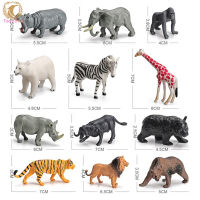 12pcs Simulation Zoo Animals Model Toys Lion Elephant Giraffe Tiger Figurines Ornaments For Gifts Collection