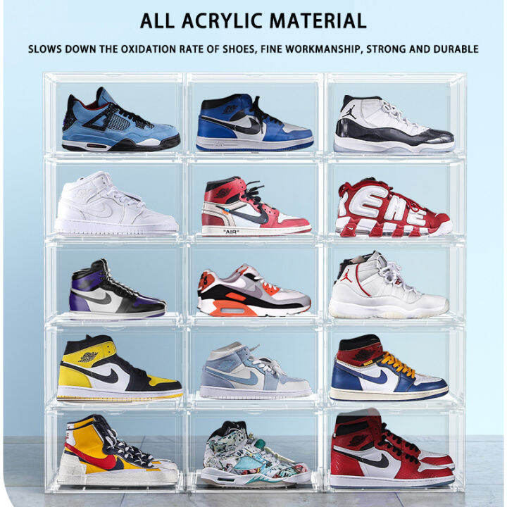Front Drop/Side Drop Acrylic Stackable basketball shoe box Shoe