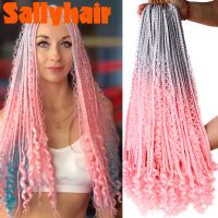 Sallyhair Goddess ผมถักปลอมสีสันสดใสแฮร์พีซถักเปียผมหยิกสังเคราะห์กล่องโบฮีเมียนผมเปียสีสันสดใสต่อผมเปีย