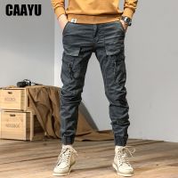 CAAYU Joggers Cargo Pants Men Casual Y2k Multi-Pocket Male Trousers Sweatpants Streetwear Techwear Tactical Track Gray Pants Men