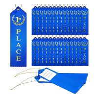 1St Place Award Ribbon Metallic Gold Foil Print with Activity Card and String for Competitions, Sporting Events