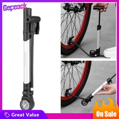 Gepeack จักรยานปั๊มยางแบบพกพาที่สูบลมแบบสั้นพร้อมที่ปั๊มจักรยานขนาดเล็กเข็มเครื่องสูบลมลูกบอล