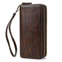 Business men women genuine leather wallets retro real cowhide long wallet card holder male big wrist purse cell phone clutch bag