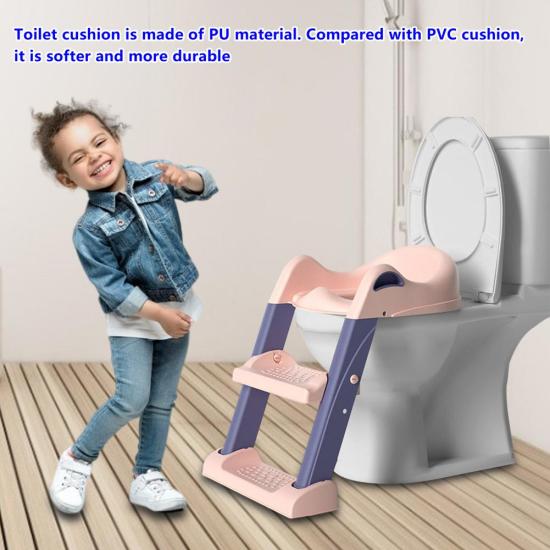 Trẻ em bệ ngồi toilet với ghế kê chân đi vệ sinh thang ghế tập ghế gấp trẻ - ảnh sản phẩm 1