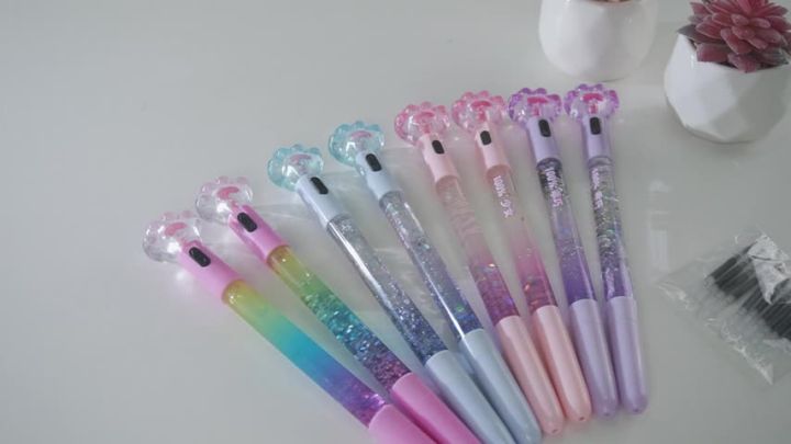 8 Pcs Cute Pens Kawaii Pens Fun Pens, 0.5mm Cat Paw Shiny Luminous  Ballpoint Pen