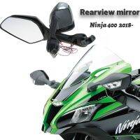 กระจกพับเก็บได้ไฟ LED สำหรับรถมอเตอร์ไซค์คาวาซากิ Ninja400 Ninja 400 2018-2022สัญญาณไฟเลี้ยวด้านหลังกระจกมองหลังกระจก