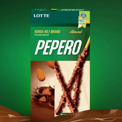 LOTTE PEPERO Almond &amp; Chocolate 1 กล่องยักษ์ 8 packs