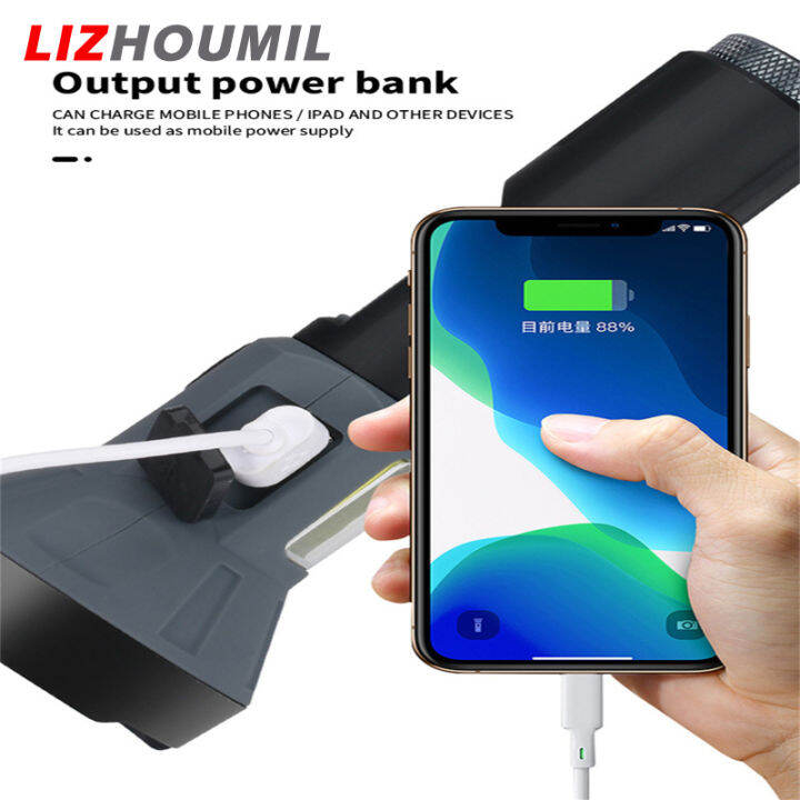 lizhoumil-ไฟฉายแรงสูงชาร์จ-usb-ได้-ไฟฉายฉุกเฉินซูมอัจฉริยะสำหรับกลางแจ้งกันน้ำ