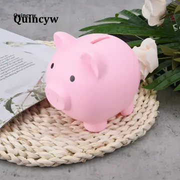 1pc Cute Piggy Bank Plastic Pig Money Bank Piggy Bank Pig Money Box Coin  Bank Plastic Saving(big) (pink)