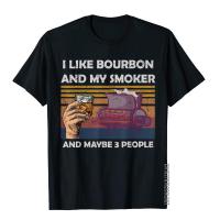 I Like Bourbon My Smoker 3 People Funny Bbq T-Shirt Cotton Men T Shirt Printed Tops Tees Funny Europe