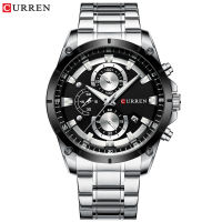 CURREN Top Brand Luxury Men Watches Sporty Stainless Steel Band Chronograph Quartz Wristwatch with Auto Date Relogio Masculino