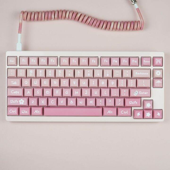 127-keys-pbt-ข้อความเหมือนกับ5ด้านย้อมย่อยสีชมพูซากุระ-xda-รายละเอียดหมวกที่สำคัญสำหรับเชอร์รี่-gateron-mx-สวิทช์วิศวกรรม-gamer-แป้นพิมพ์