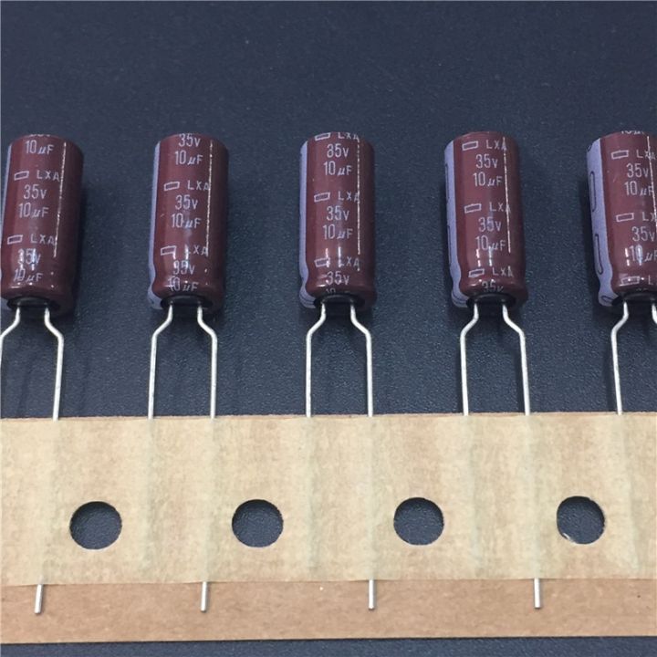 10pcs-10uf-35v-nippon-ncc-lxa-series-6-3x15mm-35v10uf-aluminum-electrolytic-capacitor