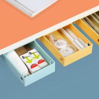 Under Desk Drawer Hidden Home Office Stationery Storage Drawer Self Adhesive Pen Pencil Cutlery Storage Tray Desk Organizer