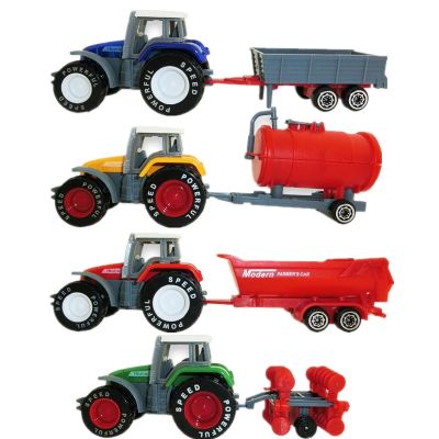 4pcs/lot Alloy engineering car tractor toy model farm vehicle boy toy car model childrens Day Xmas gifts