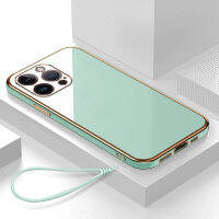 เคส iPhone 14 Pro Max Case หรูหรา 6D ชุบซิลิโคนอ่อนนุ่มกรอบสี่เหลี่ยมเงา Bling ปกหลัง