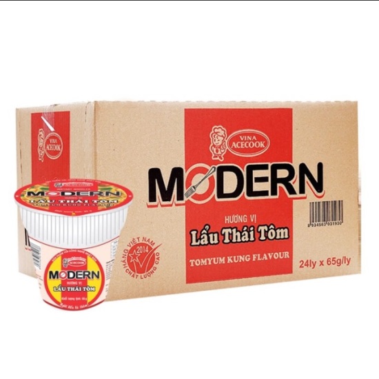 Hsd t2 2023 thùng 24 ly mì modern vị lẩu thái tôm 65g x 24 ly - ảnh sản phẩm 1