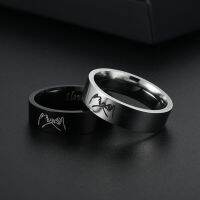 Engraved with I You Letters Titanium Couple Cartoon Hand Wedding Day Jewelry