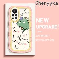 Chenyyka เคสสำหรับ เคสสำหรับ Infinix Hot 11S ลายการ์ตูนไดโนเสาร์น่ารักใหม่ Colour Macaron เวฟบอร์เดอร์กันกระแทกแบบใสนิ่มเคสมือถือสร้างสรรค์เคสโปร่งใสลายกล้องถ่ายรูปซิลิกาเจลฝาครอบป้องกัน